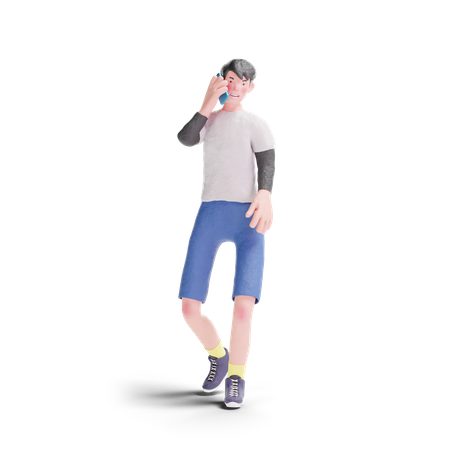 Boy taking on smartphone  3D Illustration