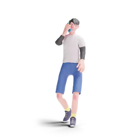 Boy taking on smartphone  3D Illustration