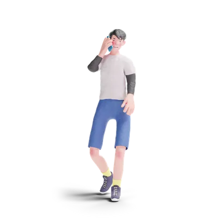 Boy taking on smartphone 3D Illustration