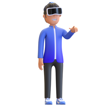 Boy taking virtual experience  3D Illustration