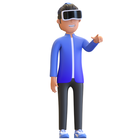 Boy taking virtual experience 3D Illustration