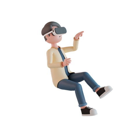 Boy taking Virtual Reality experience  3D Icon