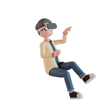 Boy taking Virtual Reality experience  3D Illustration