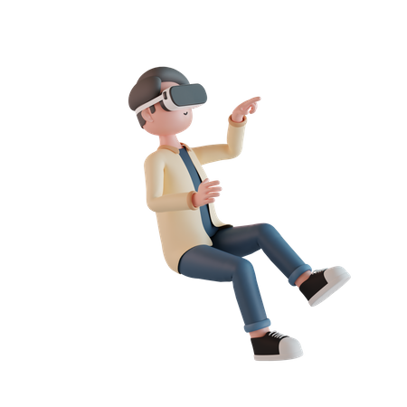 Boy taking Virtual Reality experience 3D Illustration