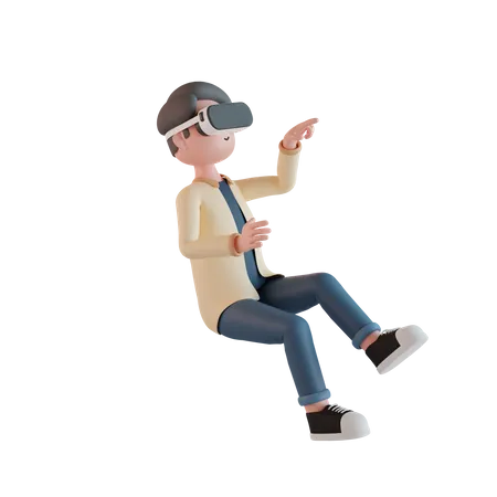 Boy taking Virtual Reality experience  3D Illustration
