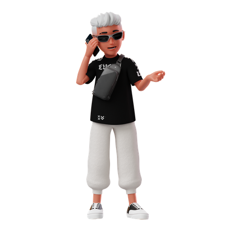 Boy Talking On Phone  3D Icon