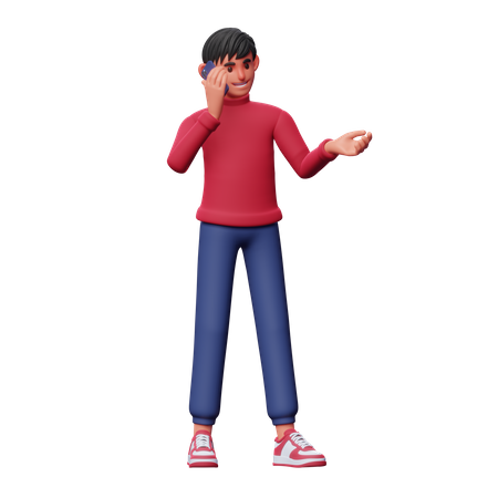 Boy Talking On Phone 3D Illustration