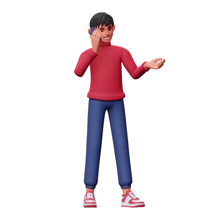Boy Talking On Phone  3D Illustration