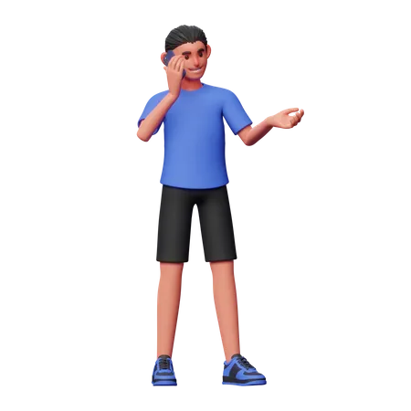 Boy Talking On Phone  3D Illustration
