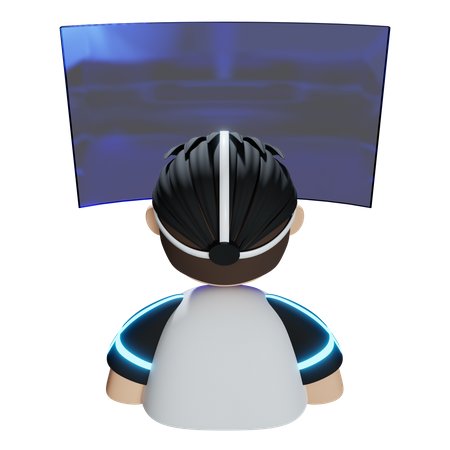 Boy talking virtual reality experience  3D Icon