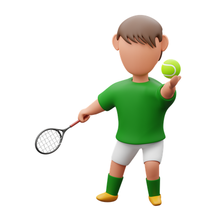 Boy tennis serving  3D Icon