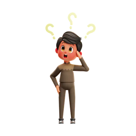 Boy thinking  3D Illustration