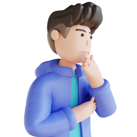 Boy Thinking  3D Illustration