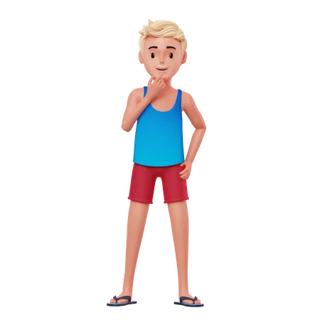 Boy thinking About Travel  3D Illustration