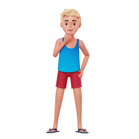 Boy thinking About Travel 3D Illustration