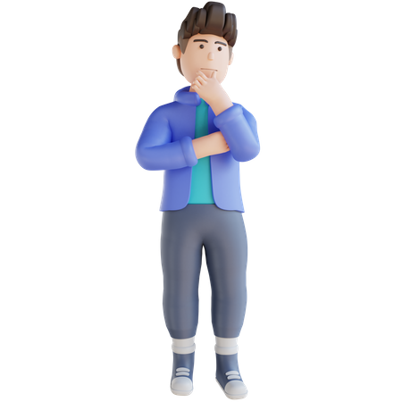 Boy thinking something  3D Illustration