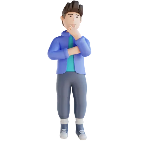 Boy thinking something  3D Illustration