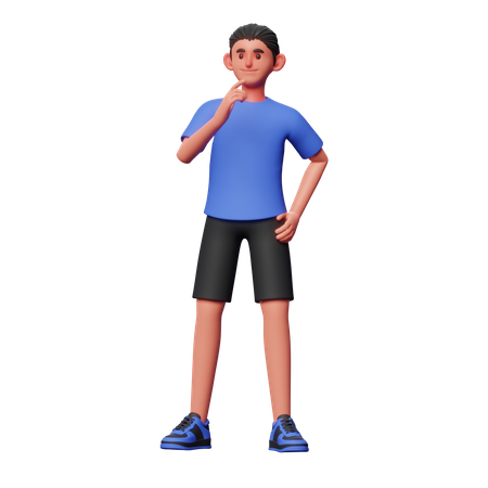 Boy Thinking Something  3D Illustration