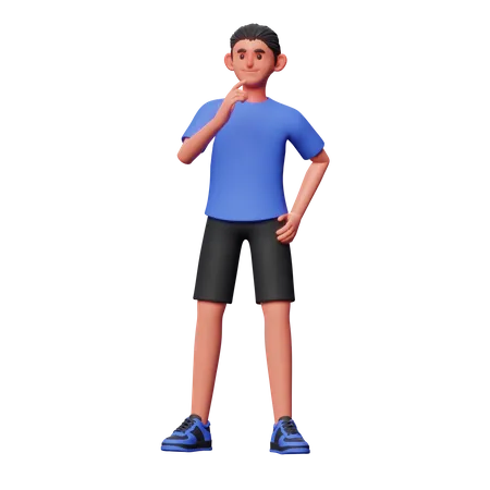 Boy Thinking Something  3D Illustration