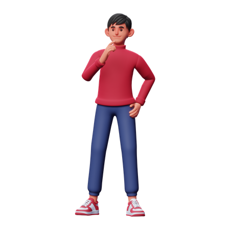 Boy Thinking Something  3D Illustration