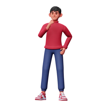 Boy Thinking Something  3D Illustration