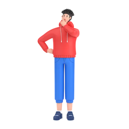 Boy thinking something  3D Illustration