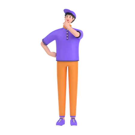 Boy thinking something  3D Illustration