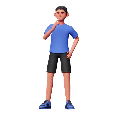 Boy Thinking Something 3D Illustration