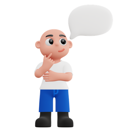 Boy Thinking With Speech Bubble  3D Illustration