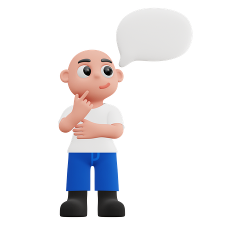 Boy Thinking With Speech Bubble  3D Illustration