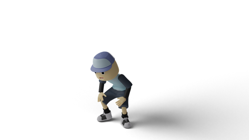 Boy Tired Walk Pose  3D Illustration