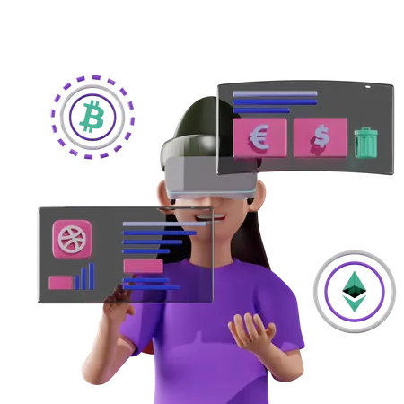 Boy trading using metaverse  3D Illustration