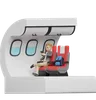 Boy travelling inside airplane
