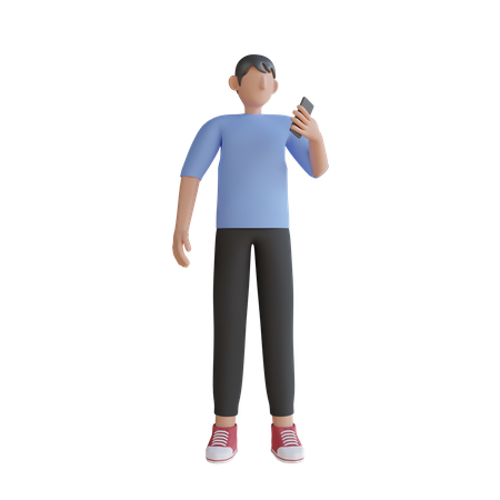 Boy Using A Smartphone  3D Illustration