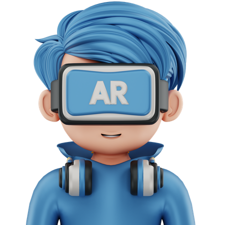 Boy Using Ar  3D Icon