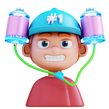 Boy Using Bubble Hat  3D Icon