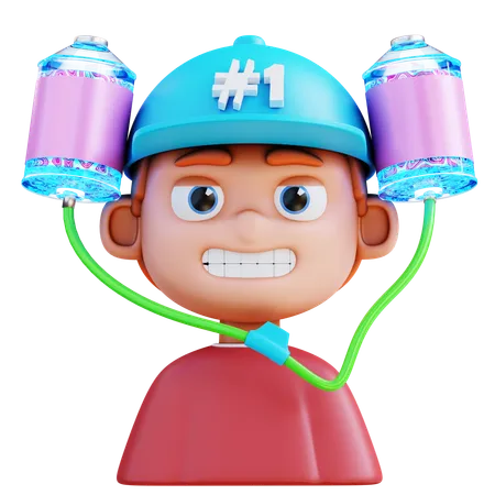 3 D Illustration Boy Using Bubble Hat 3D Icon