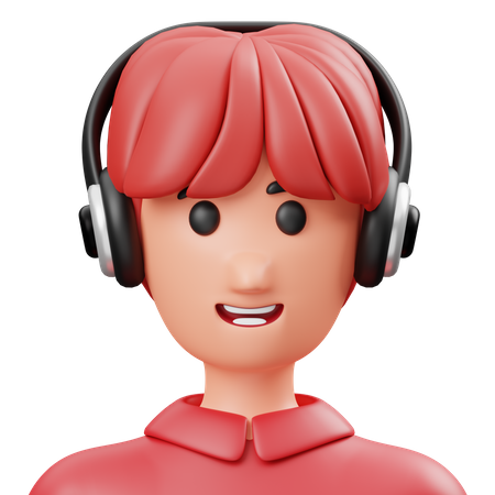 Boy Using Headphone  3D Icon