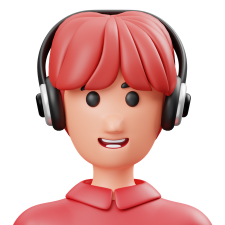 Boy Using Headphone  3D Icon