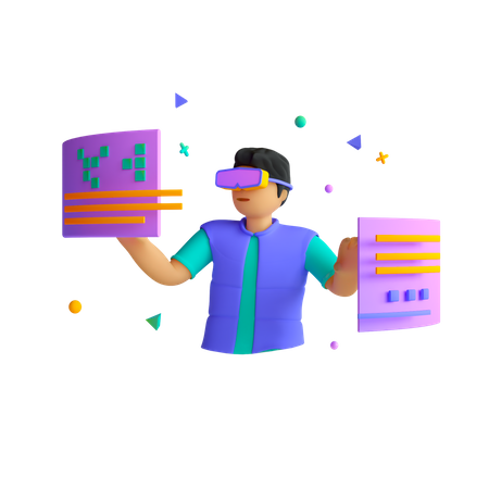 Boy using Metaverse tech  3D Icon