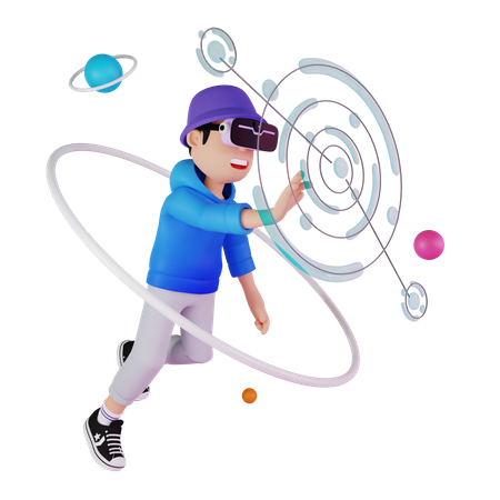 Boy using Metaverse tech  3D Illustration