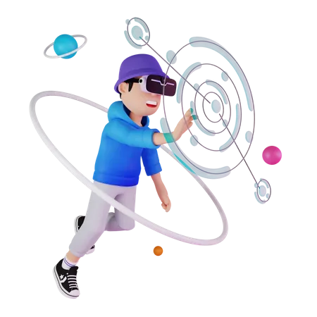 Boy using Metaverse tech  3D Illustration