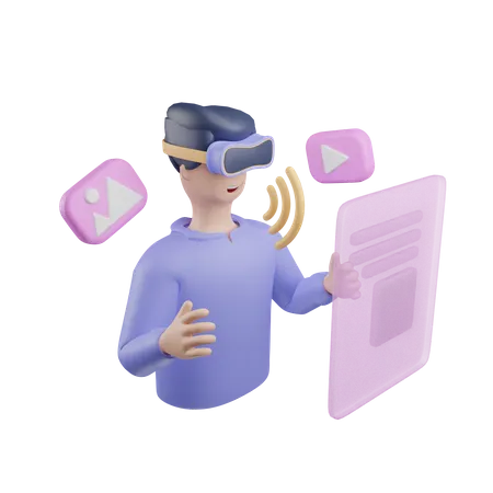 Boy Using Metaverse Tech  3D Illustration