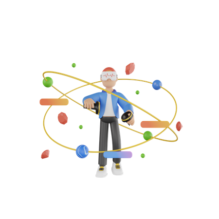 Boy Using Metaverse Tech  3D Illustration