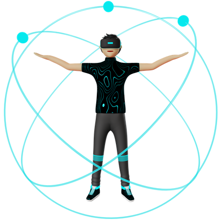 Boy using metaverse tech  3D Illustration