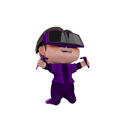 Boy using metaverse tech  3D Illustration