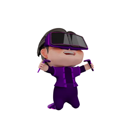 Boy using metaverse tech  3D Illustration