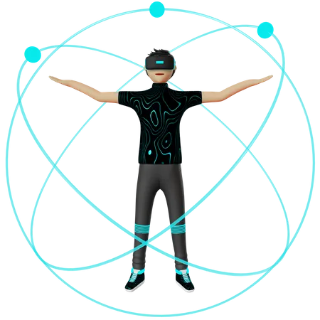 Boy using metaverse tech  3D Illustration