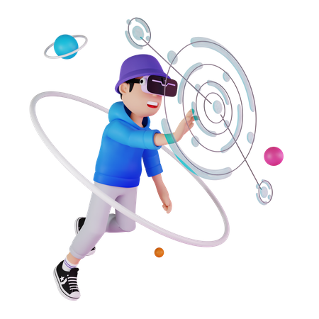 Boy using Metaverse tech 3D Illustration