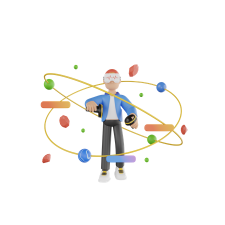 Boy Using Metaverse Tech 3D Illustration
